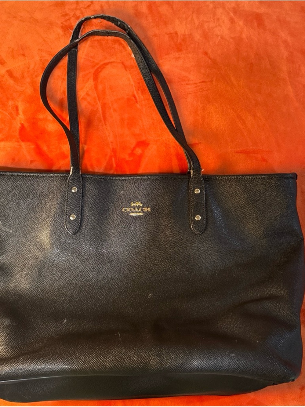 Coach Black Saffiano Leather Tote with Gold Logo